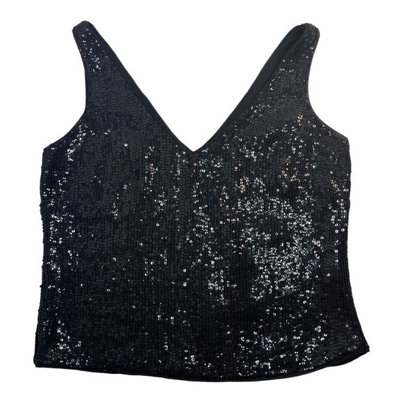 Banana Republic Tops - Banana Republic (NWT) Women’s 100% Silk Sequined Black Crop Tank Top Size Small